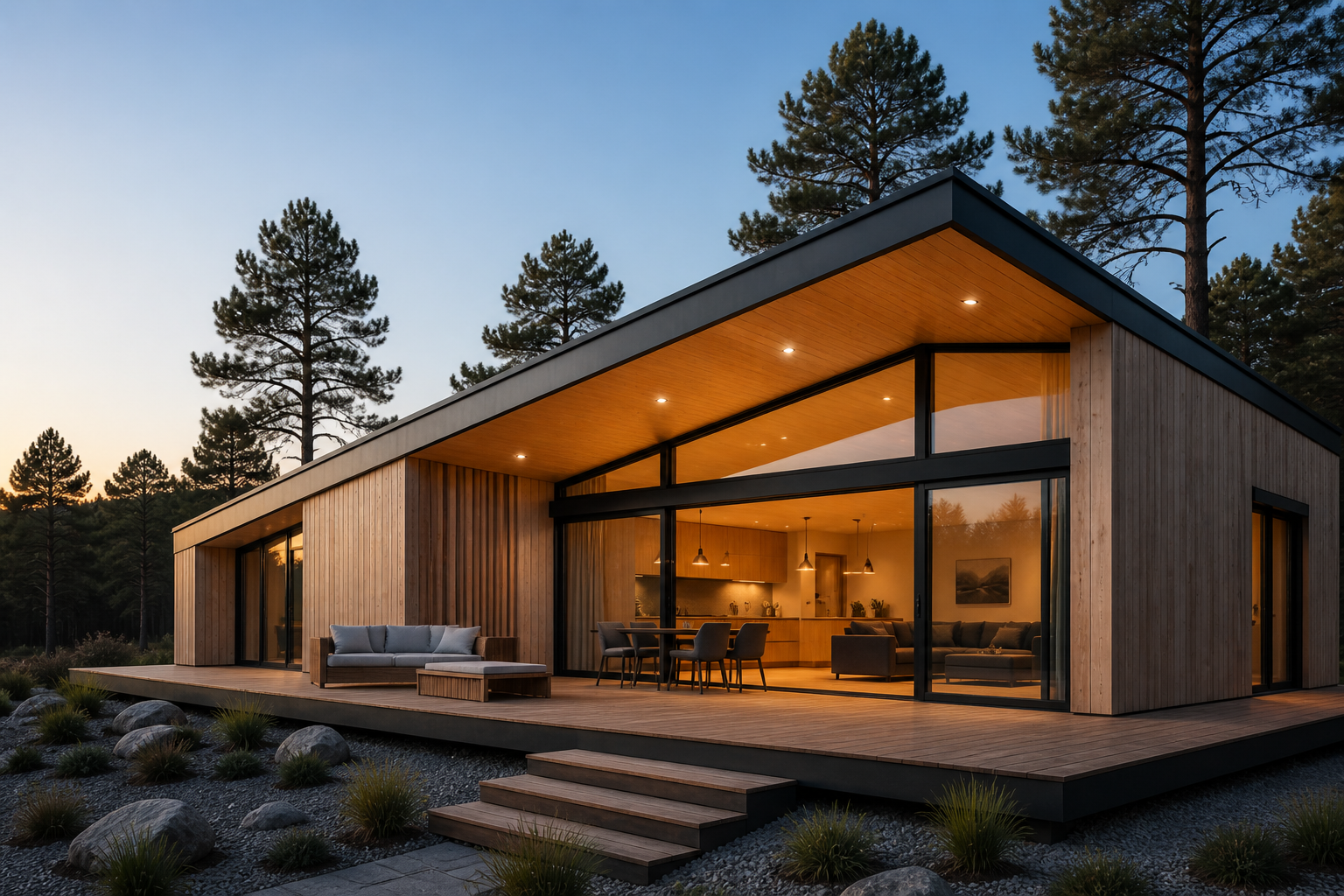 Nowoczesny dom drewniany w minimalistycznej architekturze